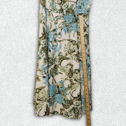 Ann Taylor Loft Spaghetti Strap Cocktail Dress sz 10P, vibrant blue/green floral