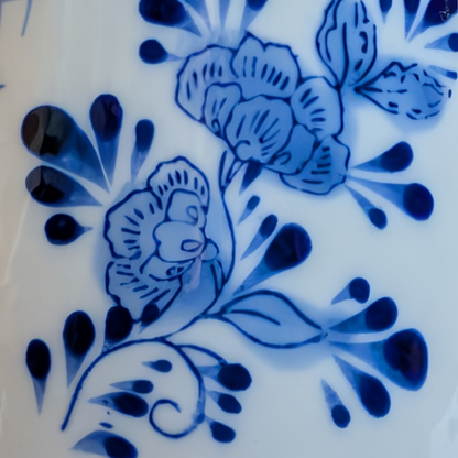 Vintage Delft Blue White Windmill Floral Ceramic Canister Jar Made in Holland