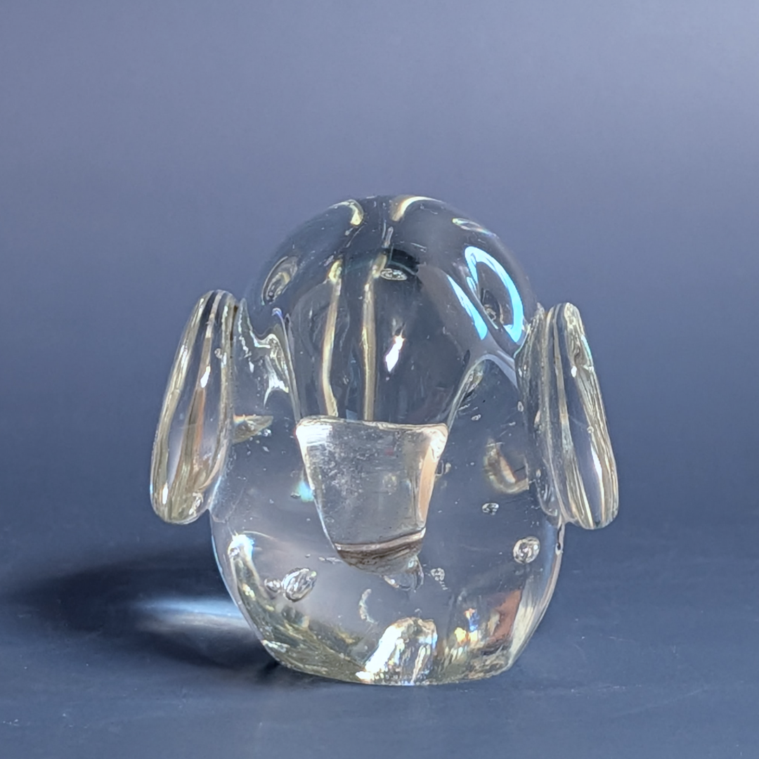 Vintage Controlled Bubble Art Glass Elephant Paperweight Figurine Hand Blown