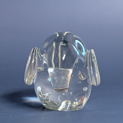 Vintage Controlled Bubble Art Glass Elephant Paperweight Figurine Hand Blown
