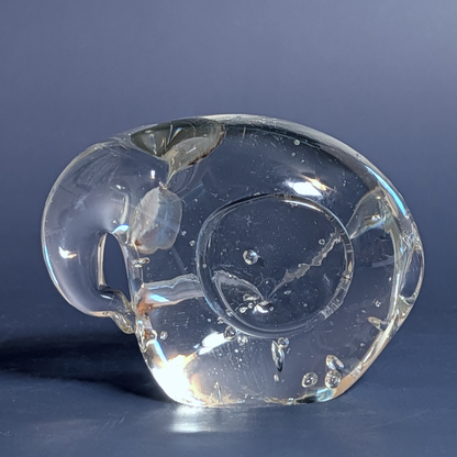 Vintage Controlled Bubble Art Glass Elephant Paperweight Figurine Hand Blown
