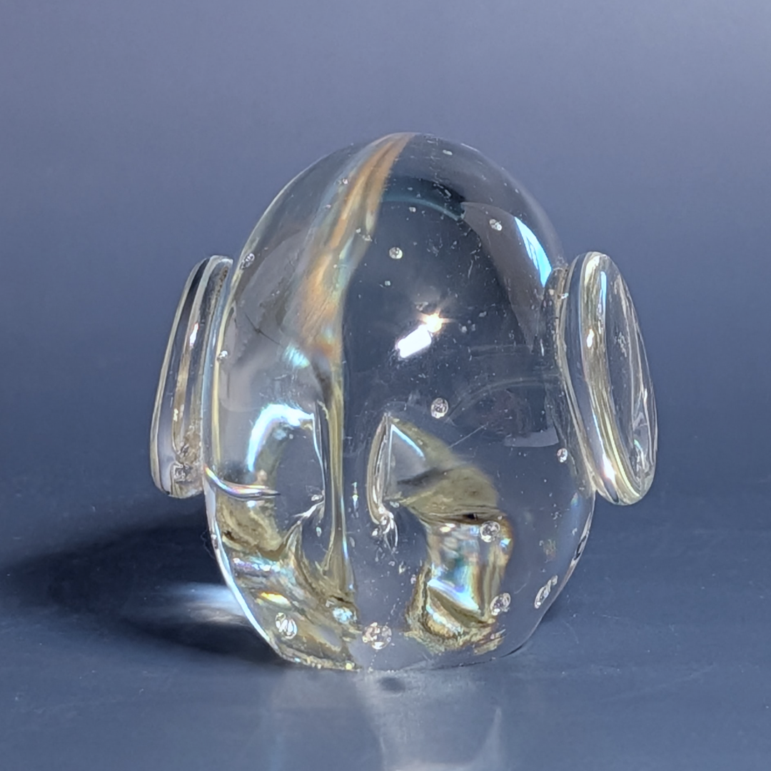Vintage Controlled Bubble Art Glass Elephant Paperweight Figurine Hand Blown