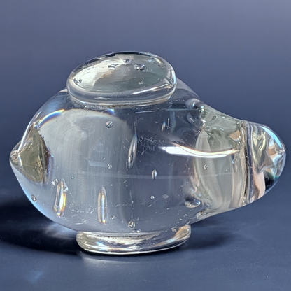 Vintage Controlled Bubble Art Glass Elephant Paperweight Figurine Hand Blown