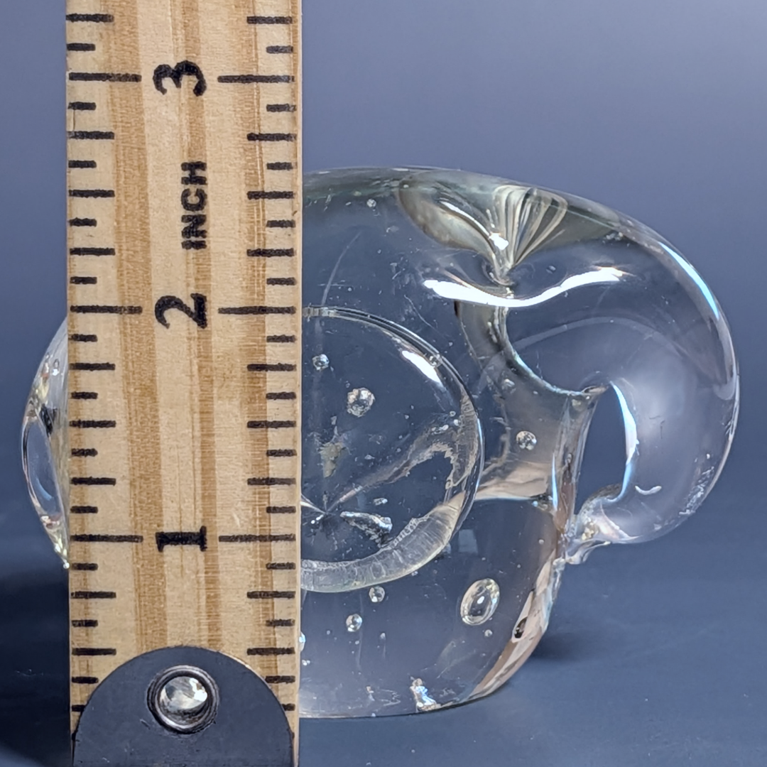 Vintage Controlled Bubble Art Glass Elephant Paperweight Figurine Hand Blown