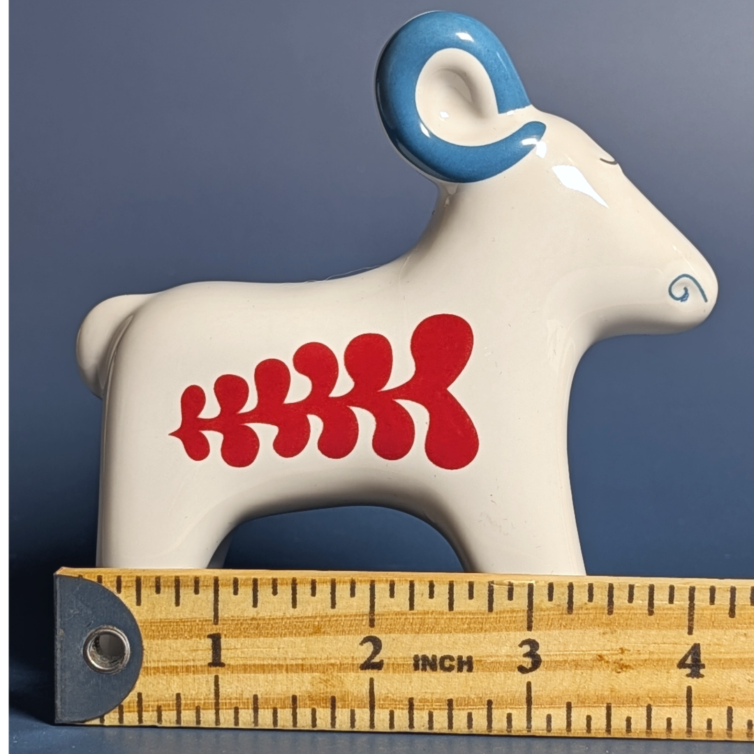 IKEA VINTERFINT White Ceramic Ram Figurine, Scandinavian Dala Folk Art, 2022 ret