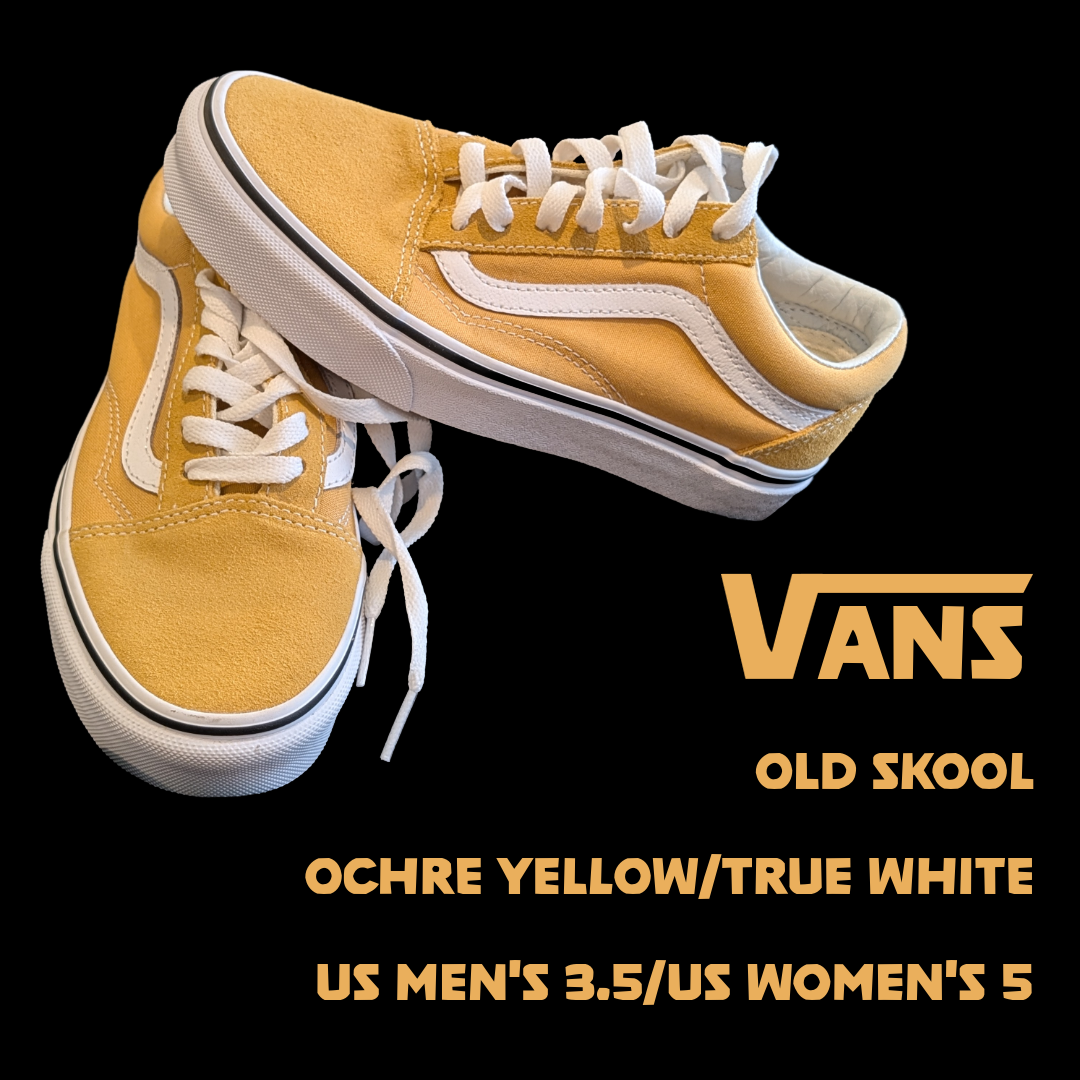NWOT/Box Vans Old Skool Ochre Yellow/True White US men's 3.5/us women's 5/EU 34.5 low-top sneaker