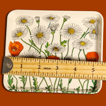 1970s Vintage Mebel Made in Italy Melamine Daisy/Poppy Trinket Trays – Set of 3