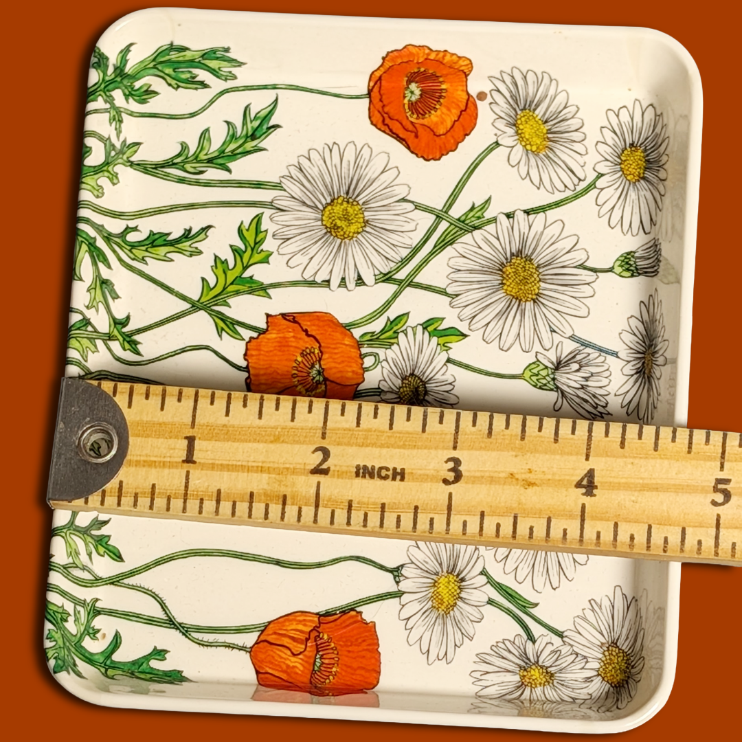 1970s Vintage Mebel Made in Italy Melamine Daisy/Poppy Trinket Trays – Set of 3
