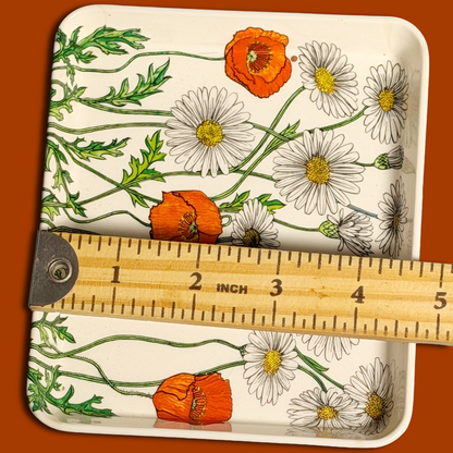 1970s Vintage Mebel Made in Italy Melamine Daisy/Poppy Trinket Trays – Set of 3