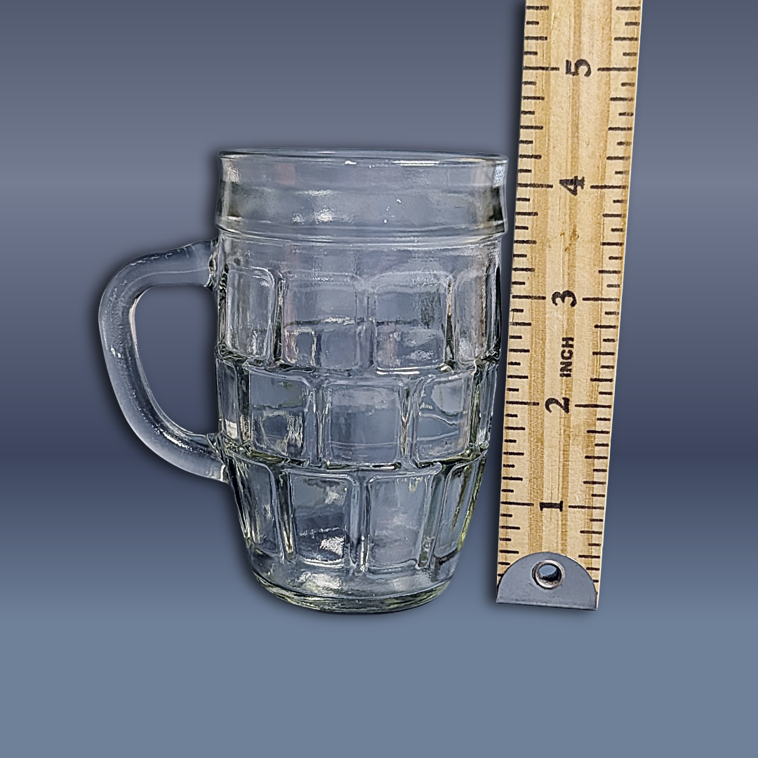 Vintage Chattanooga Glass Co Barrel Root Beer Mugs, Set of 3, Heavy Clear Glass