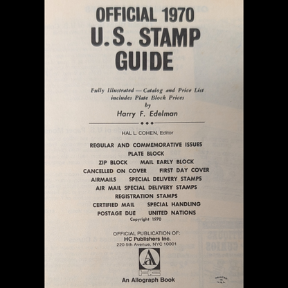 Vintage 1970 Official US Stamp Guide Paperback. Great retro ephemera!