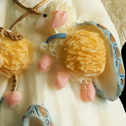 Vintage Enesco Sweet Angel Teddy Bear Brooch Pin, 1980s, Cold Cast Resin