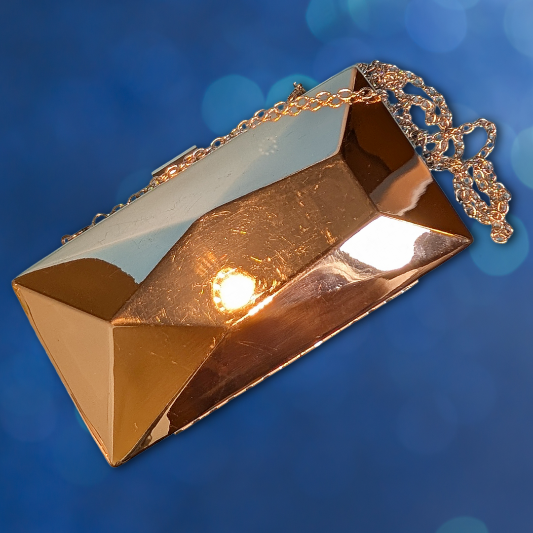 Antonio Melani Geometric Metallic Clutch Purse with Chain Shoulder Strap