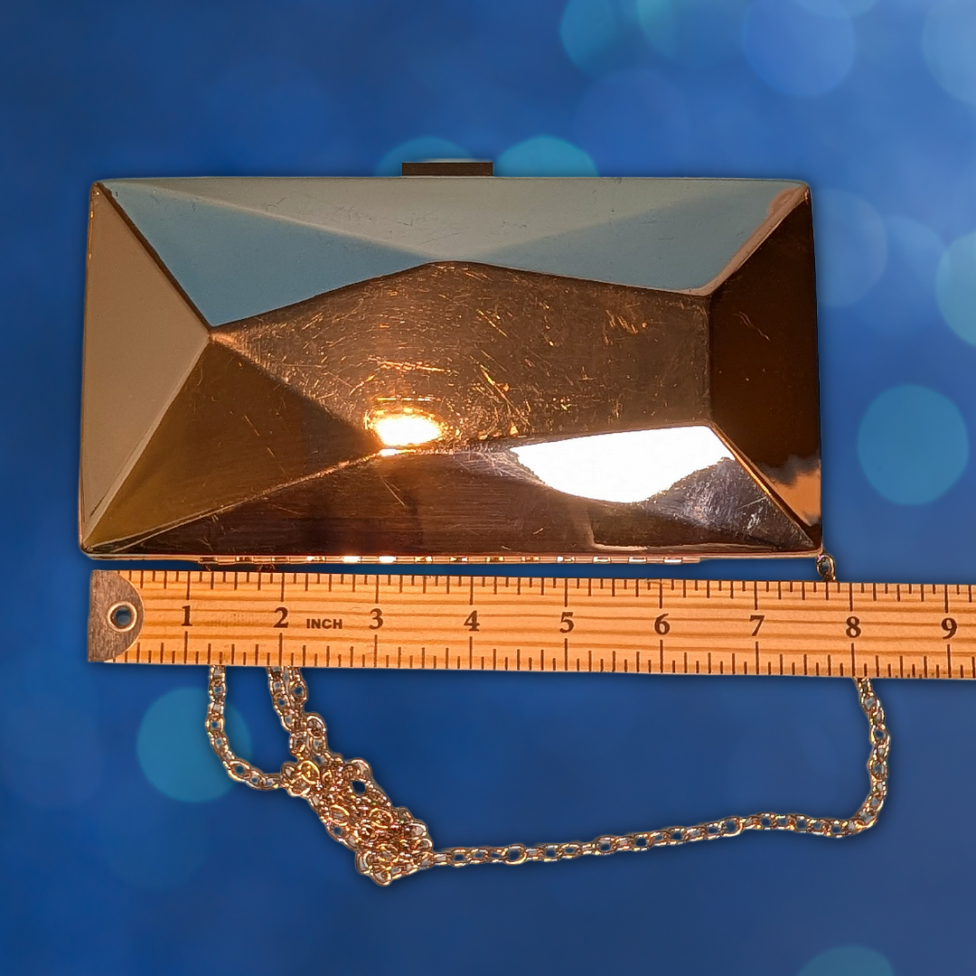 Antonio Melani Geometric Metallic Clutch Purse with Chain Shoulder Strap