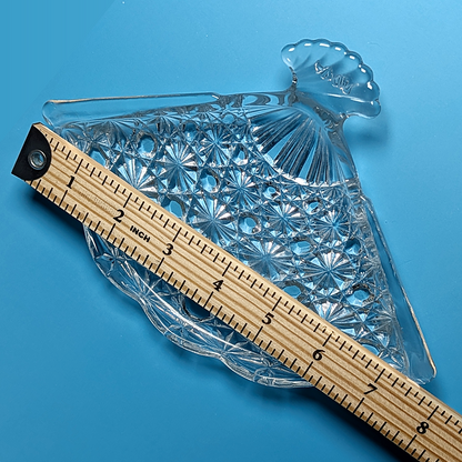 Vintage Avon Pressed Glass Fan Dish Clear Cut Star Pattern Vanity Trinket Tray
