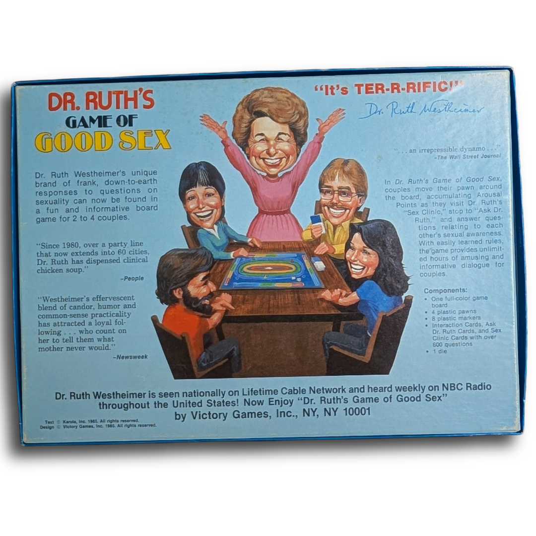 Dr. Ruth's Game of Good Sex board game, published 1985, appears complete