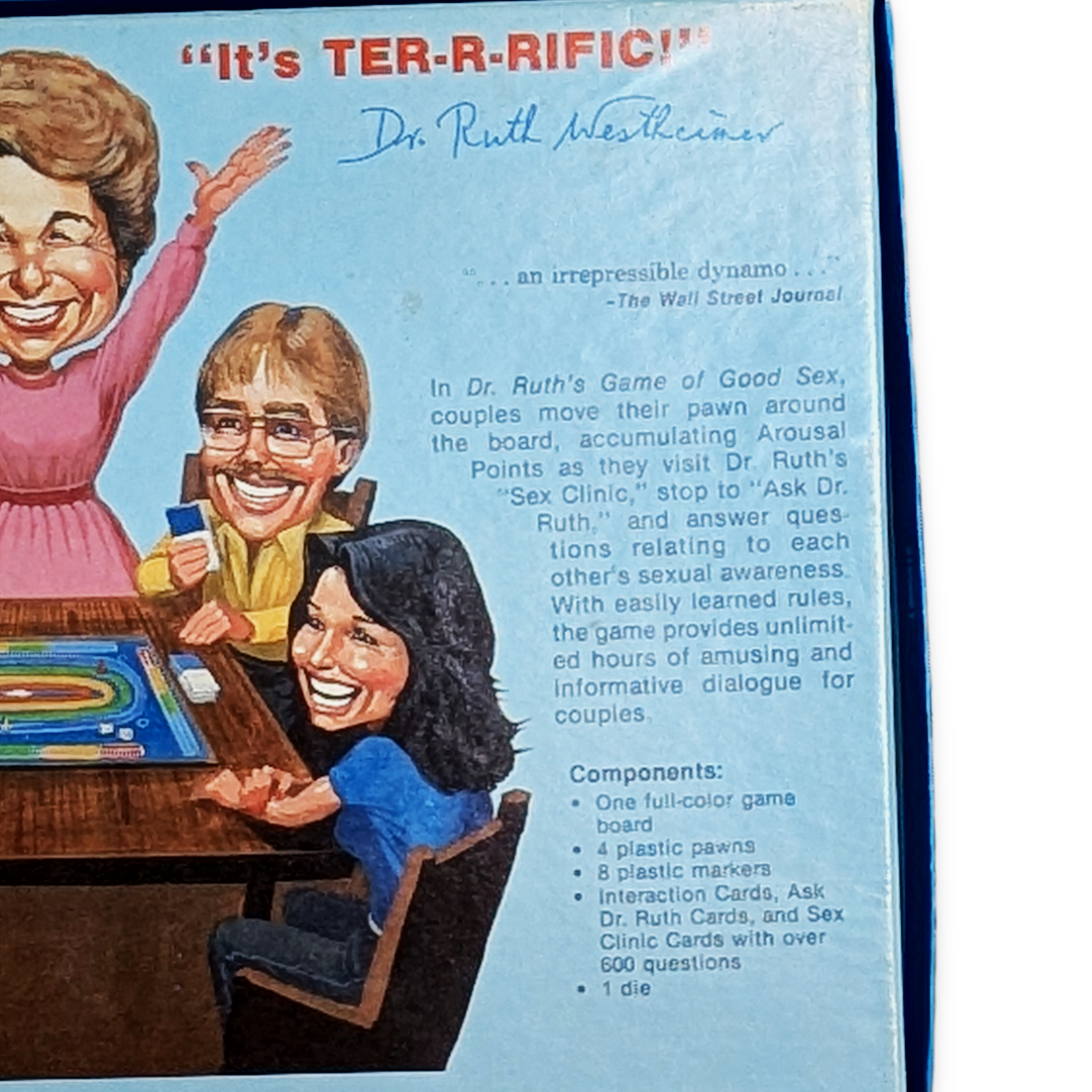 Dr. Ruth's Game of Good Sex board game, published 1985, appears complete