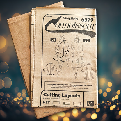 Simplicity Pattern #6579 Connoisseur Collection size 6-8, 1984, dramatic wrap/cloak