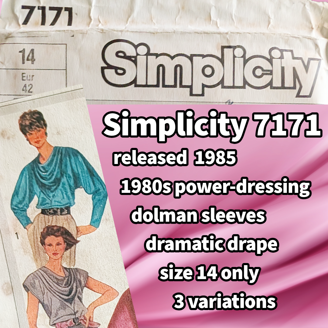 Simplicity #7171, size 14, mid-80s power dressing blouse w/dramatic drape