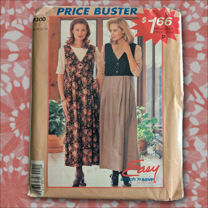 McCalls 8340/P300 sizes GG (18-20-22-24) Vintage Sewing Pattern, Jumper and Top
