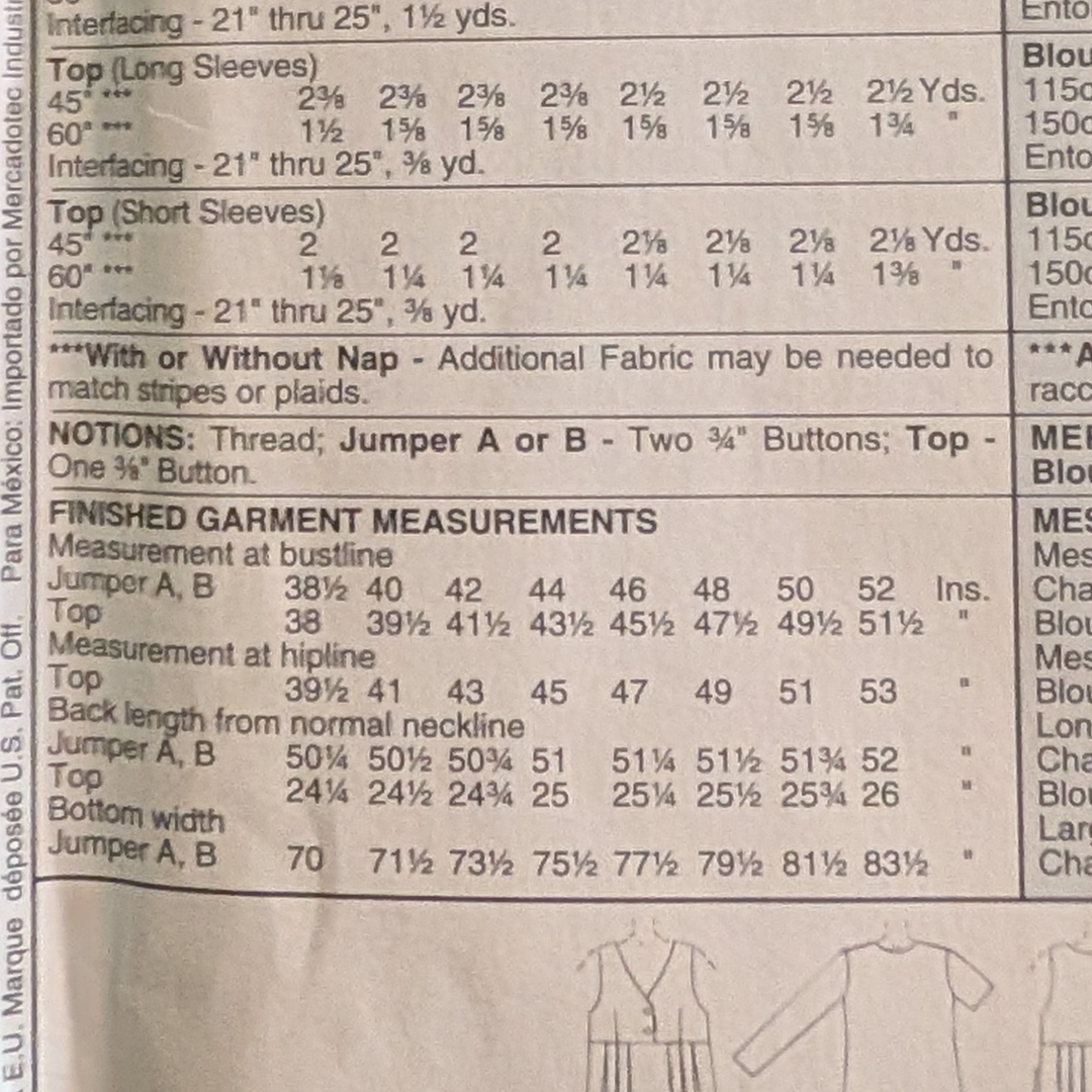 McCalls 8340/P300 sizes GG (18-20-22-24) Vintage Sewing Pattern, Jumper and Top