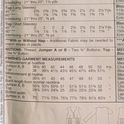 McCalls 8340/P300 sizes GG (18-20-22-24) Vintage Sewing Pattern, Jumper and Top
