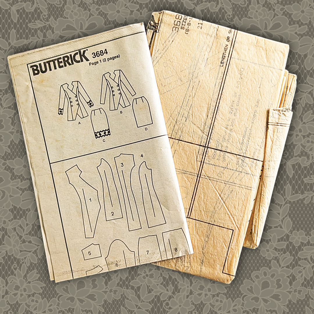 Butterick 3684 sizes 6-8-10 vintage sewing pattern, power 80s top and skirt