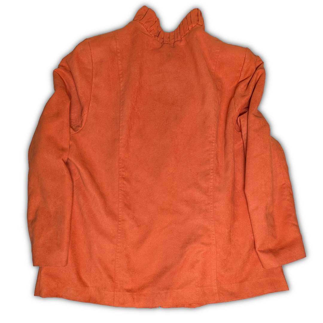 TanJay size 18W Pumpkin Orange Zipper Front Jacket in Vegan Suede - Pockets!
