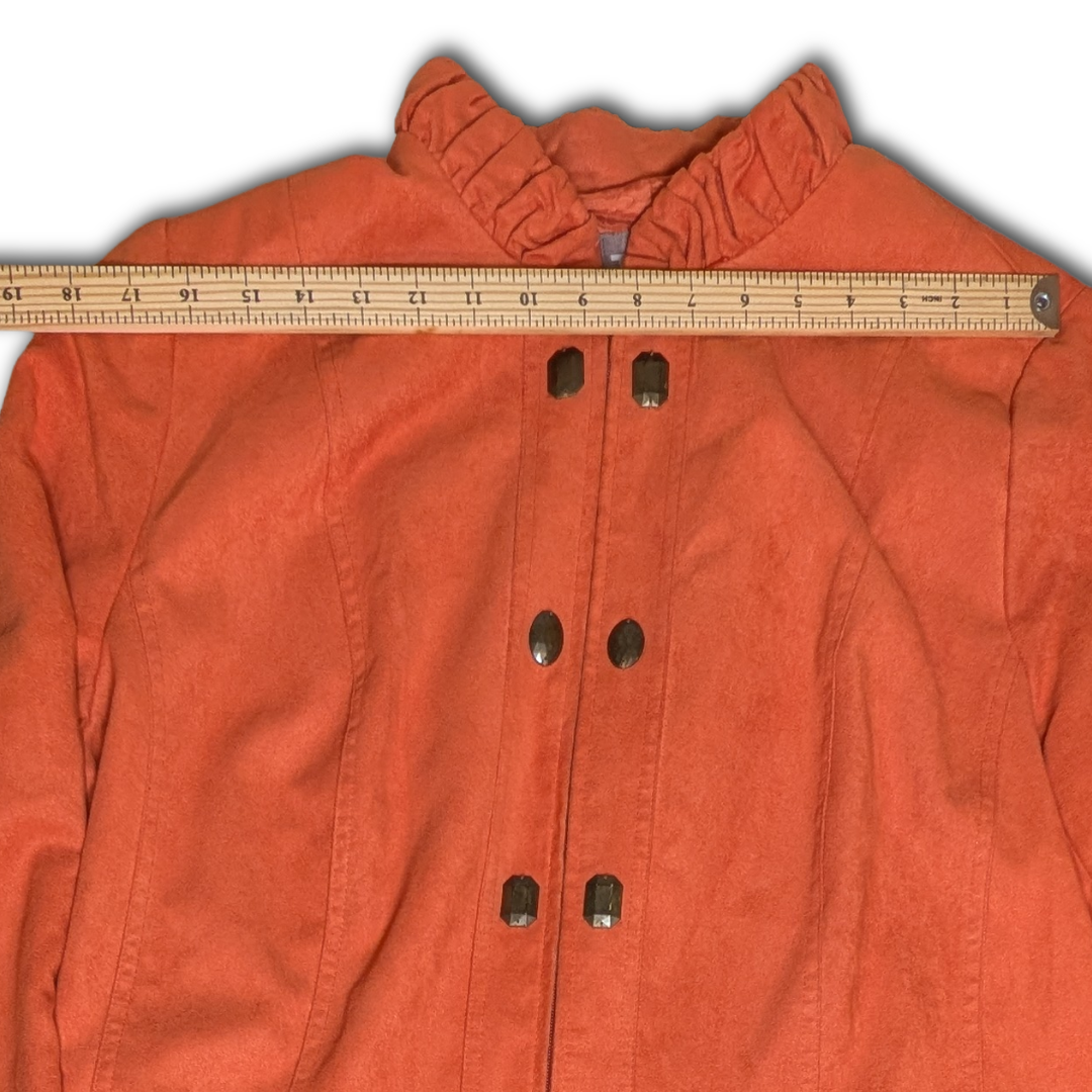 TanJay size 18W Pumpkin Orange Zipper Front Jacket in Vegan Suede - Pockets!