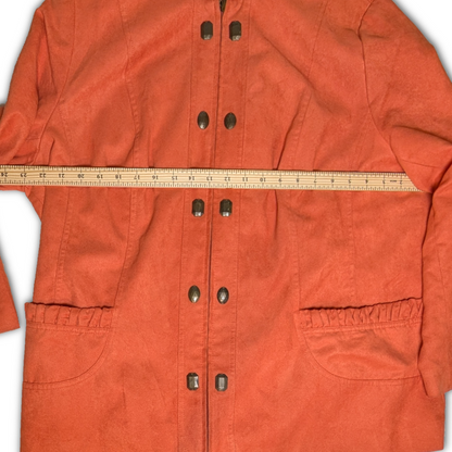 TanJay size 18W Pumpkin Orange Zipper Front Jacket in Vegan Suede - Pockets!