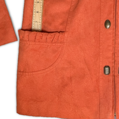 TanJay size 18W Pumpkin Orange Zipper Front Jacket in Vegan Suede - Pockets!