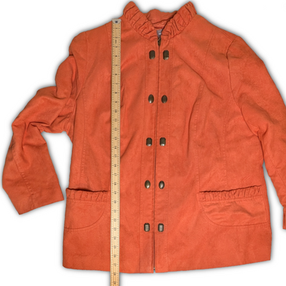 TanJay size 18W Pumpkin Orange Zipper Front Jacket in Vegan Suede - Pockets!