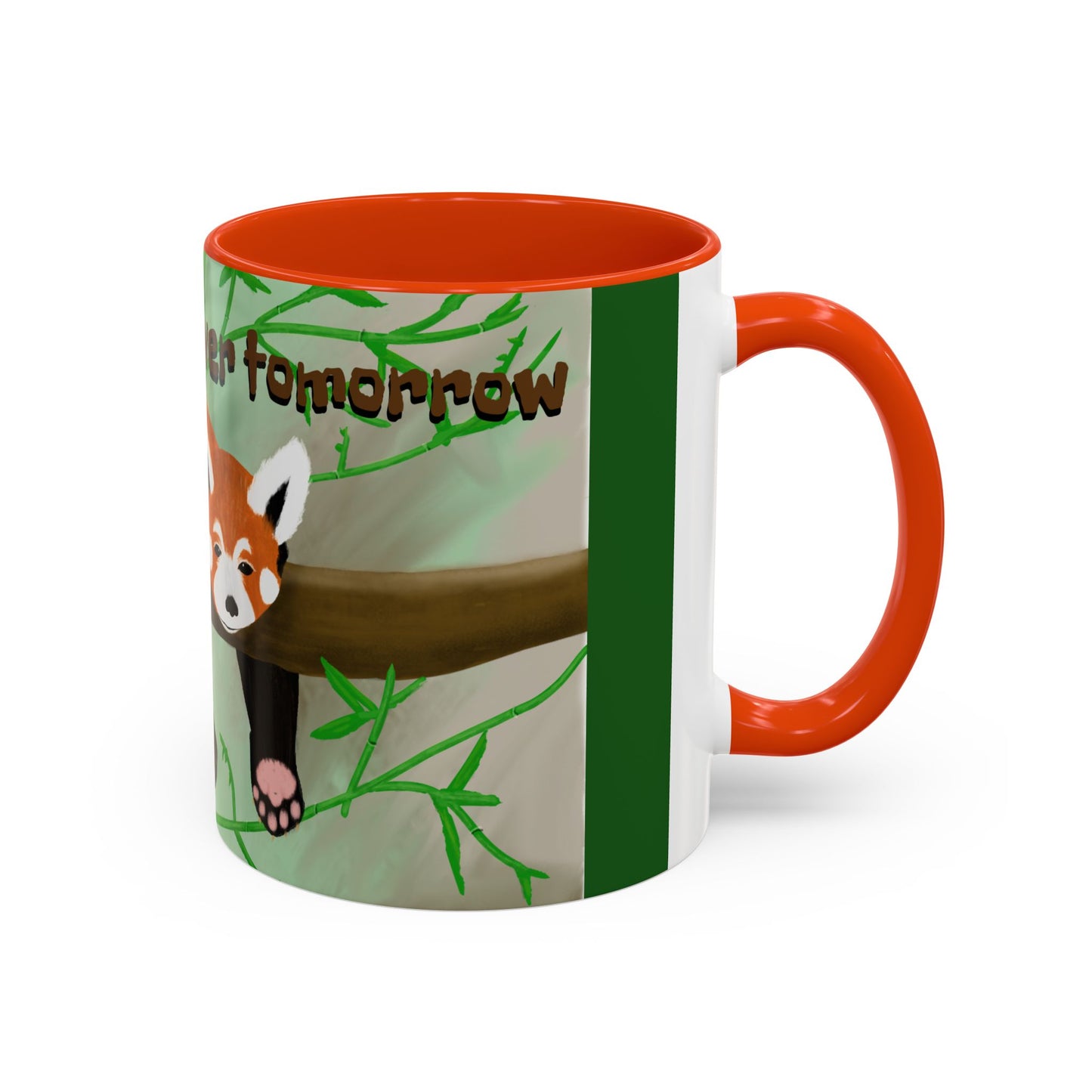 "I'll start over tomorrow" mug with cartoon red panda
