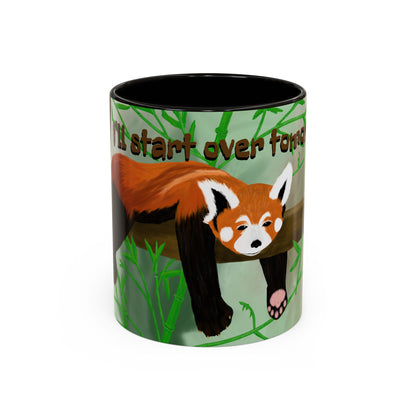 "I'll start over tomorrow" mug with cartoon red panda