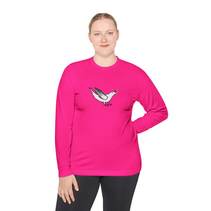 White Crow Yelling on Unisex Lightweight Long Sleeve Tee