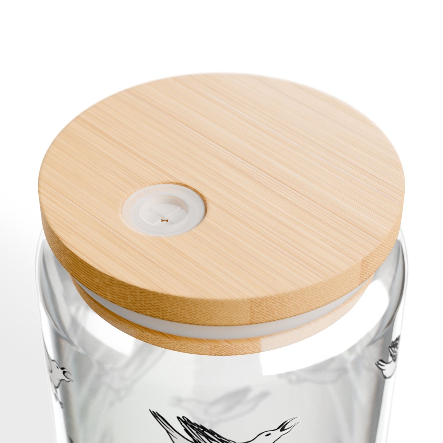 White Crow Yelling Graphic on Can-shaped 16oz Glass, with or without lid & straw