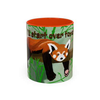 "I'll start over tomorrow" mug with cartoon red panda