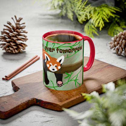 "I'll start over tomorrow" mug with cartoon red panda