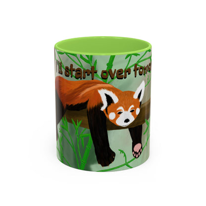 "I'll start over tomorrow" mug with cartoon red panda