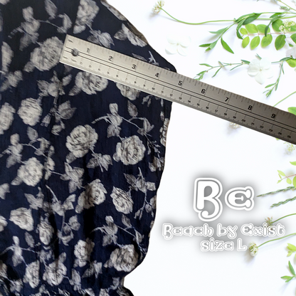 Beach By Exist sz L Navy/White Floral Rayon Casual Short Sleeve Dress