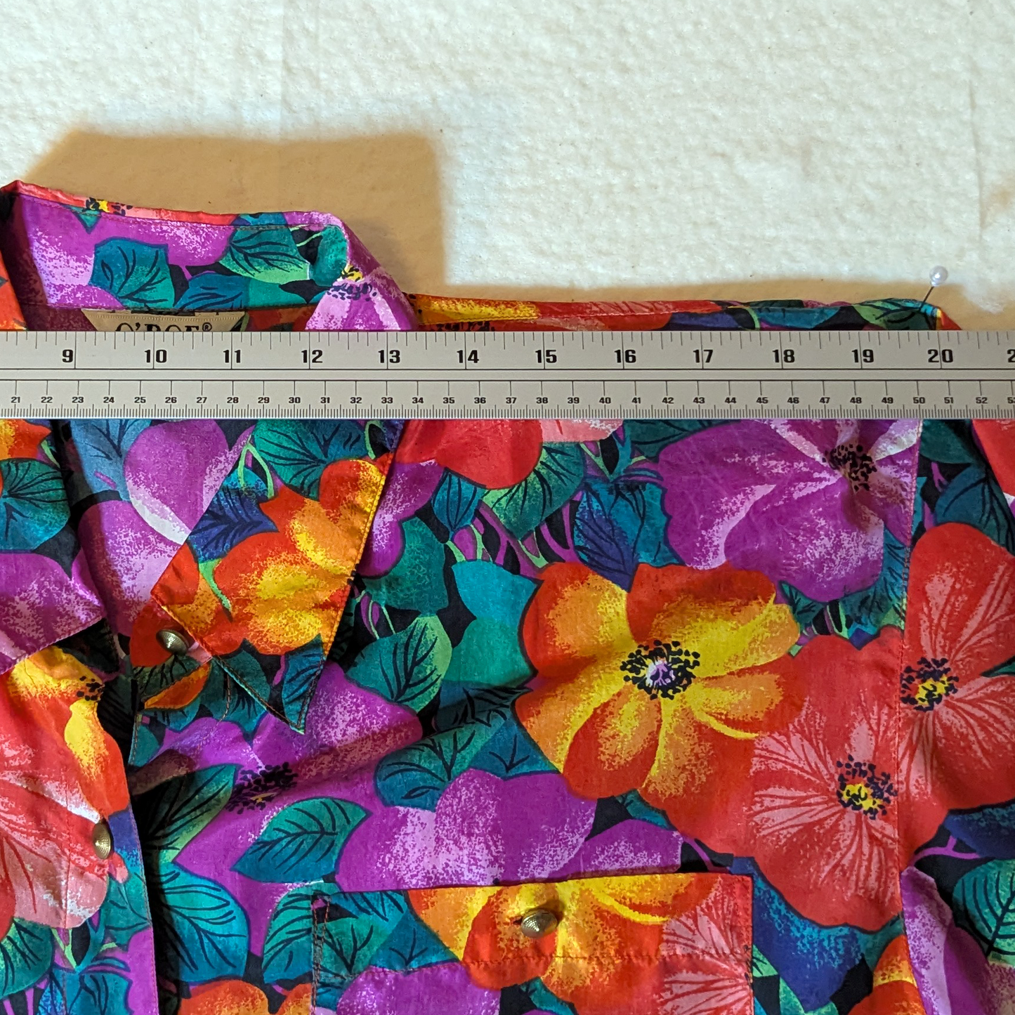 Vintage O'BOE washed silk Hawaiian style button down shirt, XL