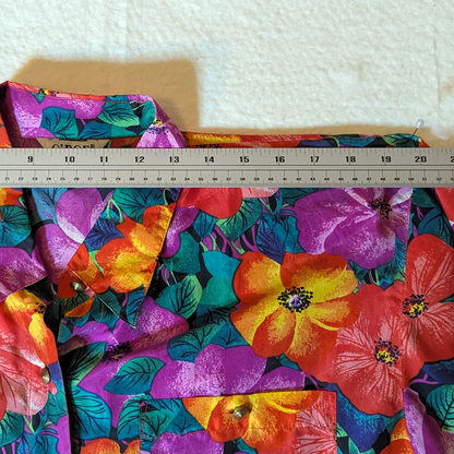 Vintage O'BOE washed silk Hawaiian style button down shirt, XL