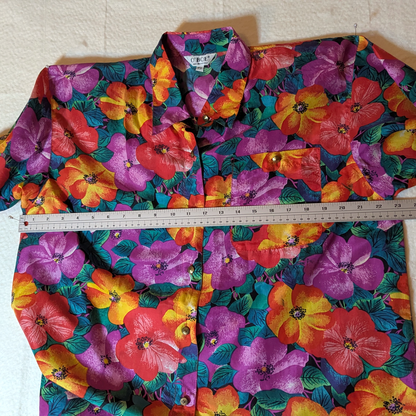 Vintage O'BOE washed silk Hawaiian style button down shirt, XL
