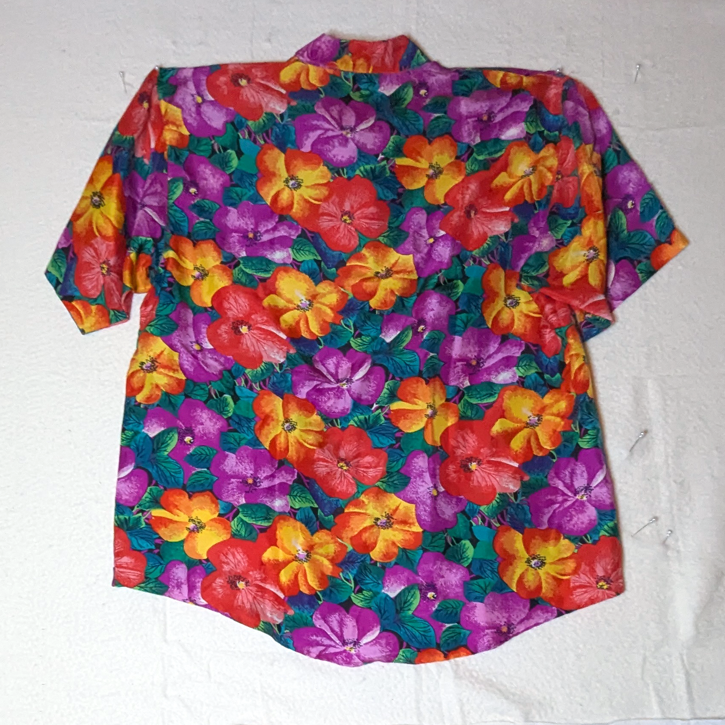 Vintage O'BOE washed silk Hawaiian style button down shirt, XL