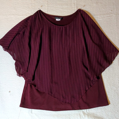 Theo & b burgundy tank with silky/swingy over layer, size XL
