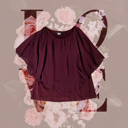 Theo & b burgundy tank with silky/swingy over layer, size XL