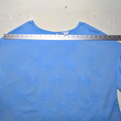 Textured Liz Claiborne cornflower blue blouse w/ 2x layer bell sleeves, size 1X