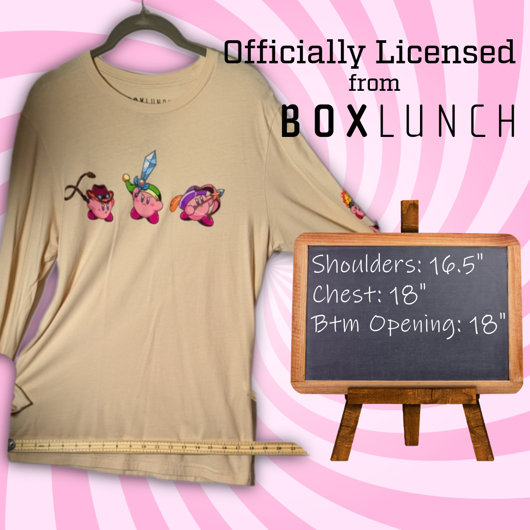 Officially Licensed BoxLunch Nintendo Kirby Long Sleeve Tee Shirt - Size Small