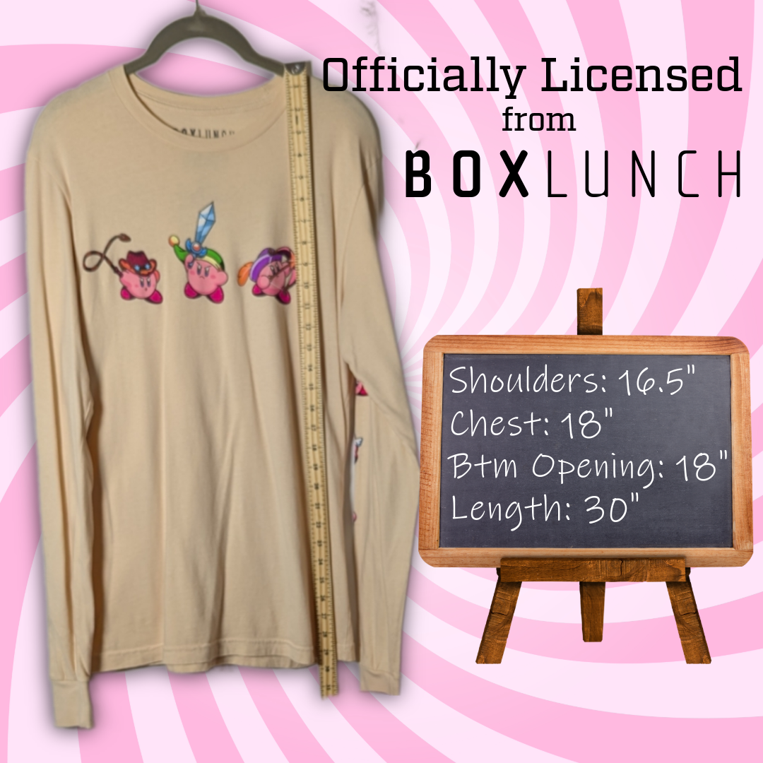 Officially Licensed BoxLunch Nintendo Kirby Long Sleeve Tee Shirt - Size Small