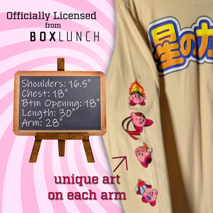Officially Licensed BoxLunch Nintendo Kirby Long Sleeve Tee Shirt - Size Small